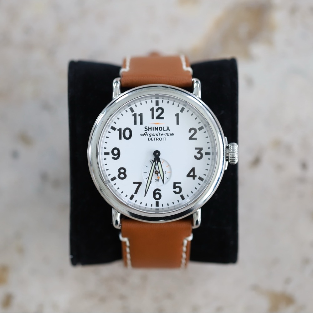 Shinola White Dial with Brown Leather Strap Watch
